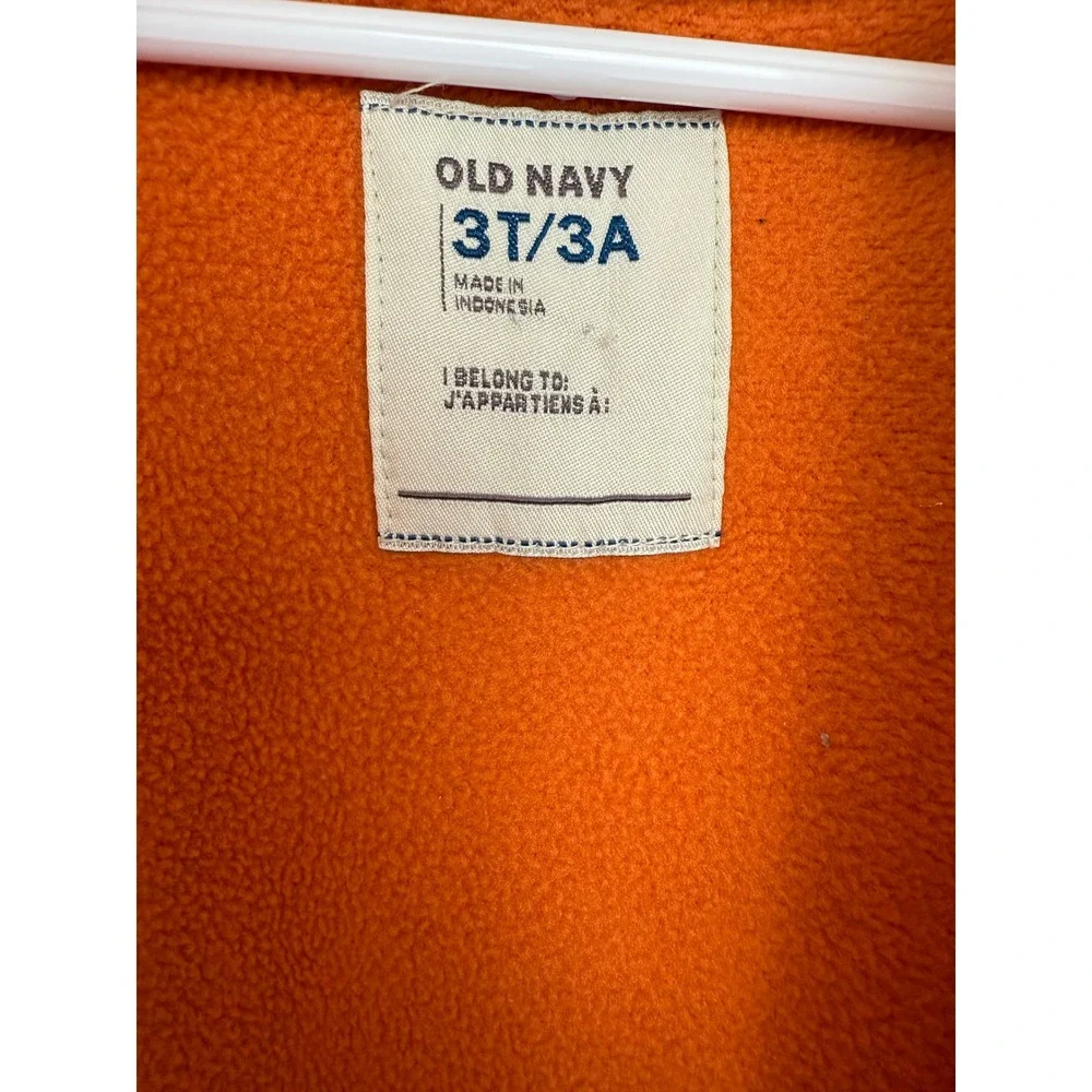 Old Navy Puffer Coat Lined White Orange Gray Color Block Hooded‎ 3T Winter